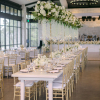 WHITE PLYMOUTH TABLE, GOLD CHIAVARI CHAIR - HONEY GEM CREATIVE