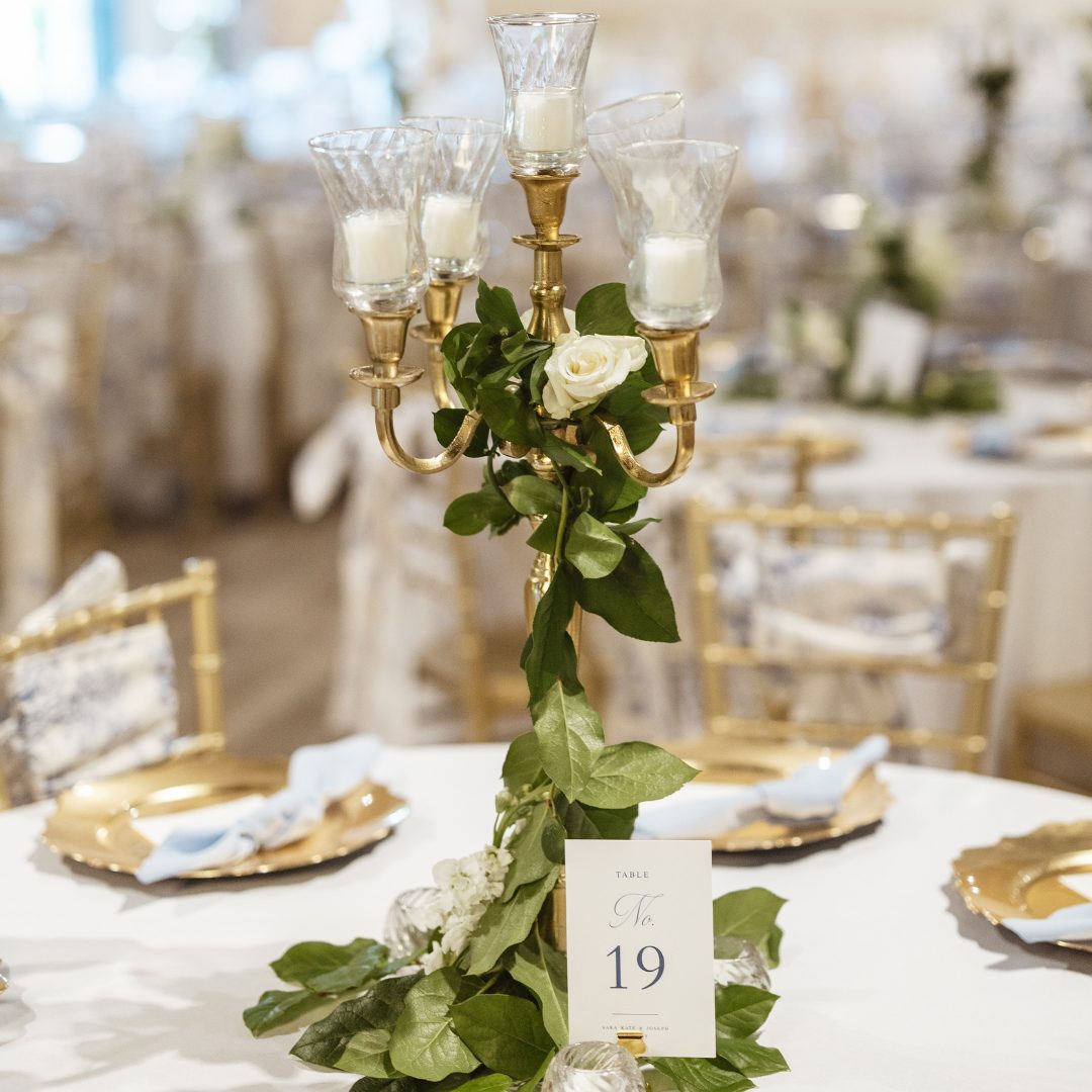 thumbnail image 2 of 15.3 Inch Gold Candelabra Centerpiece - 5 Arm Crystal Candle Holder For Wedding Decor 2 of 14