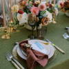 ORGANIC AVOCADO, BLUSH VELVET NAPKIN, IVORY PEARL FLATWARE, AURORA WINE GLASS, LOS CABOS PINK, SUNBURST CHARGER, BLUSH HEIRLOOM PLATES - KATIE KNOTTS