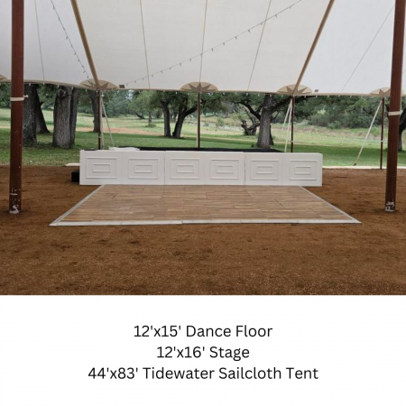 12x15' Dance Floor, 44' x 83' Tidewater Sailcloth Tent