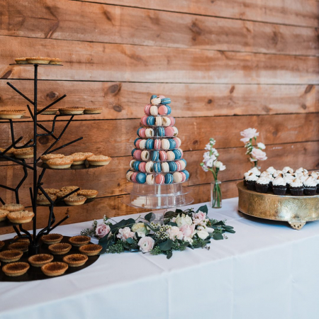 BROWN CUPCAKE TREE, ROUND GOLD CAKE STAND - CARHART PHOTOGRAPHY