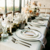 TUXEDO NAPKIN, PANAMA IVORY, BLACK RIM CLEAR GLASS CHARGER, GOLD VIVI FLATWARE, ABIGAIL DINNER PLATE, TARA COUPE SALAD PLATE, MELODIA GLASSWARE - AMANDA LYNN PHOTOGRAPHY