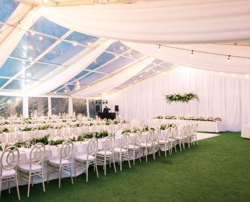 Custom White Poly Drape - Woodbine Mansion - Rooted Trumpet Photography
