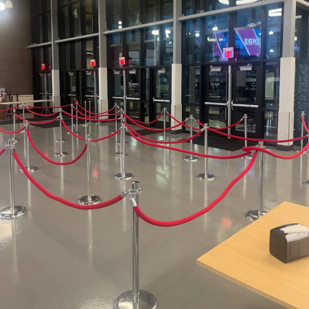 STANCHIONS CHROME RED ROPE - LEGENDS EVENTS CENTER BRYAN TX