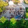 50x60 Structure Tent without Top + 50 strands of Festoon Lights + White Picket Fence - Live Fire Austin, Camp Mabry