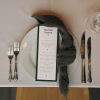 Classico Steak Knife, Olive Waffle Napkin, Chateau Flatware - Mackenzie Smith Photography - The Prospect House