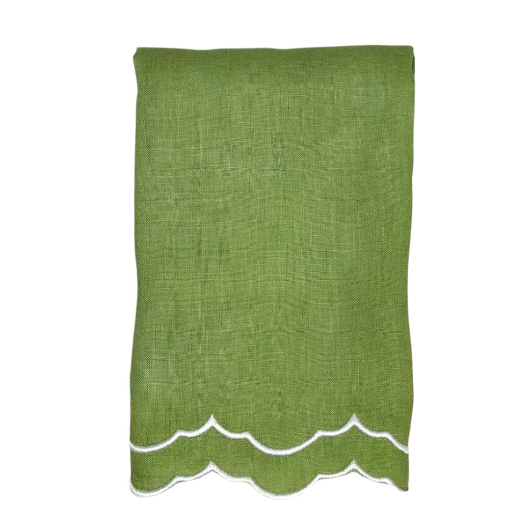 Garden Green Scalloped Napkin - House of Hough