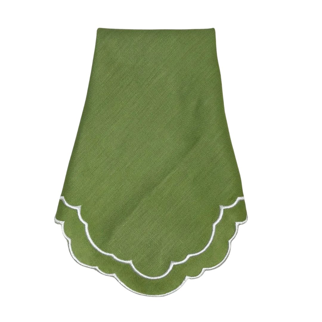 Garden Green Scalloped Napkin - House of Hough