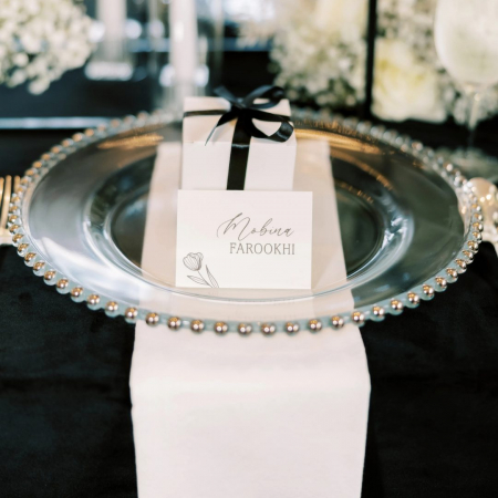 Silver Beaded Glass Charger - House of Hough