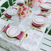 Rose Party Toile | Linen Rentals | Premiere Events