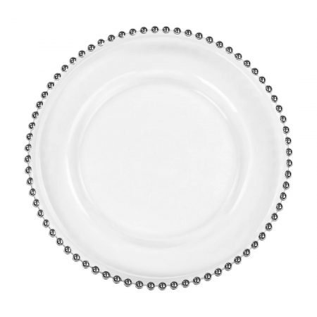 House of Hough Silver Glass Beaded Charger