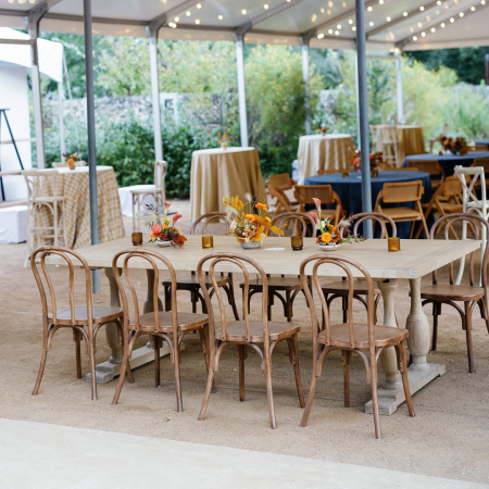 Natural Spindle Farm Table, Cafe Bentwood Chairs - Springdale Station - Alyssa Jarae Photography