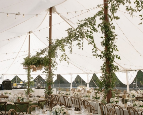44 x 103 Tidewater Tent + Festoon + Voile Leg Drape - Madison Sears Photography